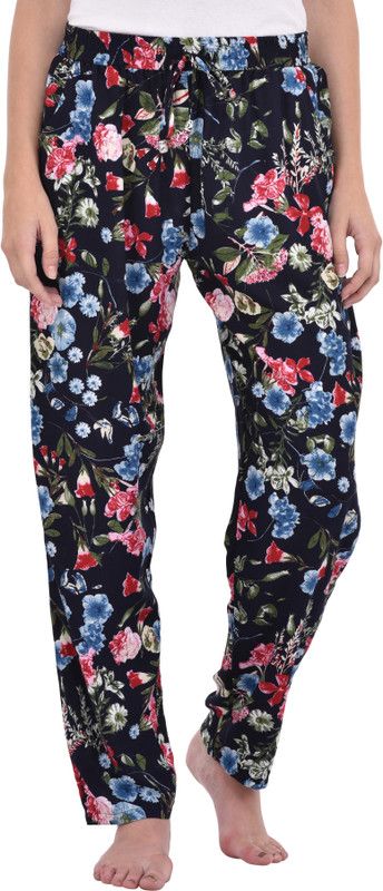 Women Slim Fit Black Cotton Blend Trousers