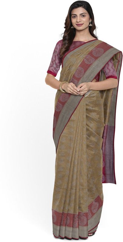 Printed Daily Wear Cotton Silk Saree  (Cream)