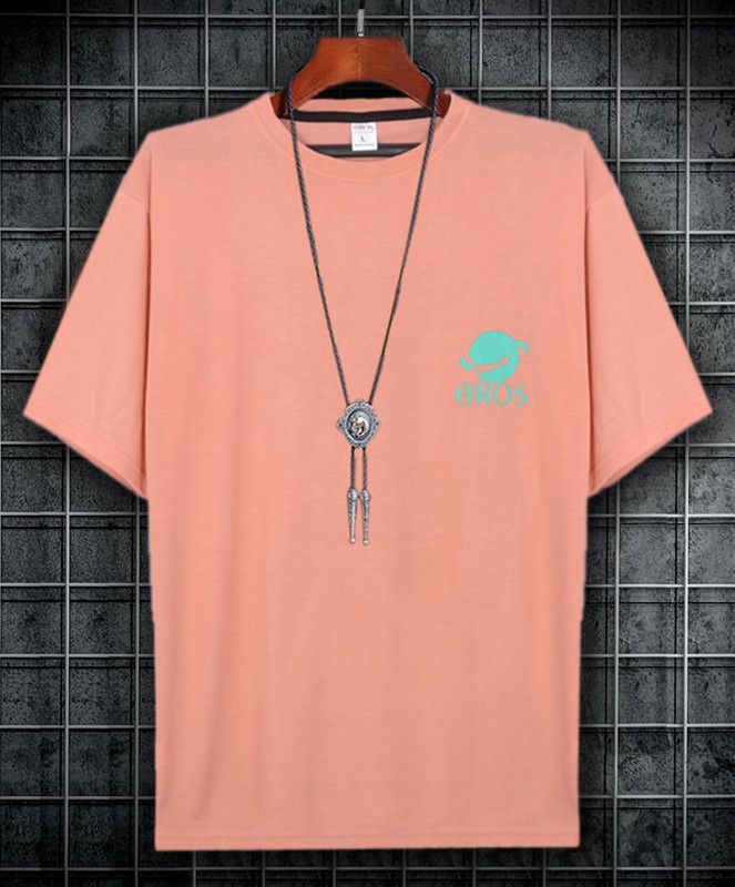 Men Printed Round Neck Cotton Blend (180 gsm) Pink T-Shirt