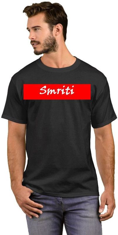 Men Typography Round Neck Cotton Blend Red, Black T-Shirt