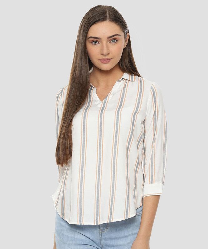 Formal Regular Sleeves Floral Print Women Silver Top