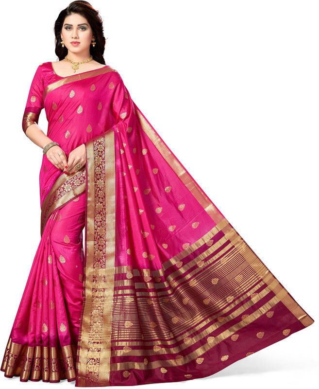 Self Design Kanjivaram Art Silk Saree  (Pink)