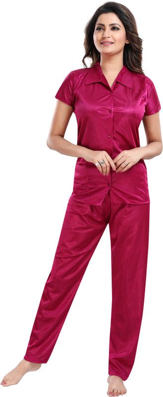 Women Shirt & Pyjama set Purple Solid