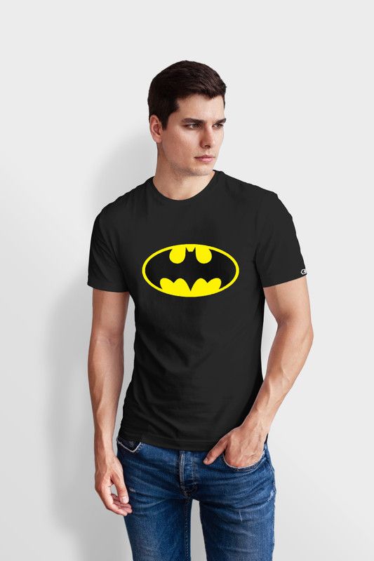 Men's Regular Fit Print Round Neck T-shirt Men Printed Round Neck Pure Cotton Black T-Shirt