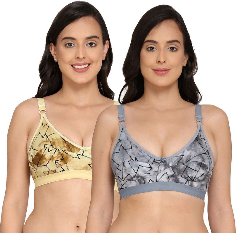 Pack of 2 Women T-Shirt Non Padded Bra  (Grey, Yellow)