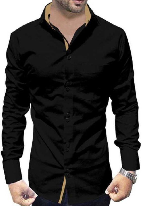 Men Regular Fit Solid Button Down Collar Party Shirt
