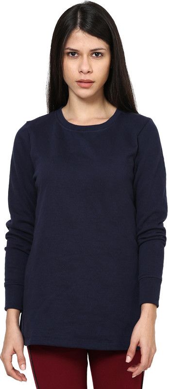 Women Full Sleeve Solid Reversible Sweatshirt