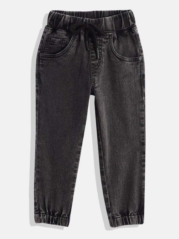 Girls Jogger Fit Mid Rise Dark Grey Jeans