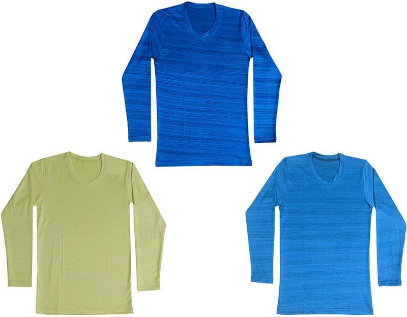 Boys Self Design Polyester T Shirt  (Multicolor, Pack of 3)