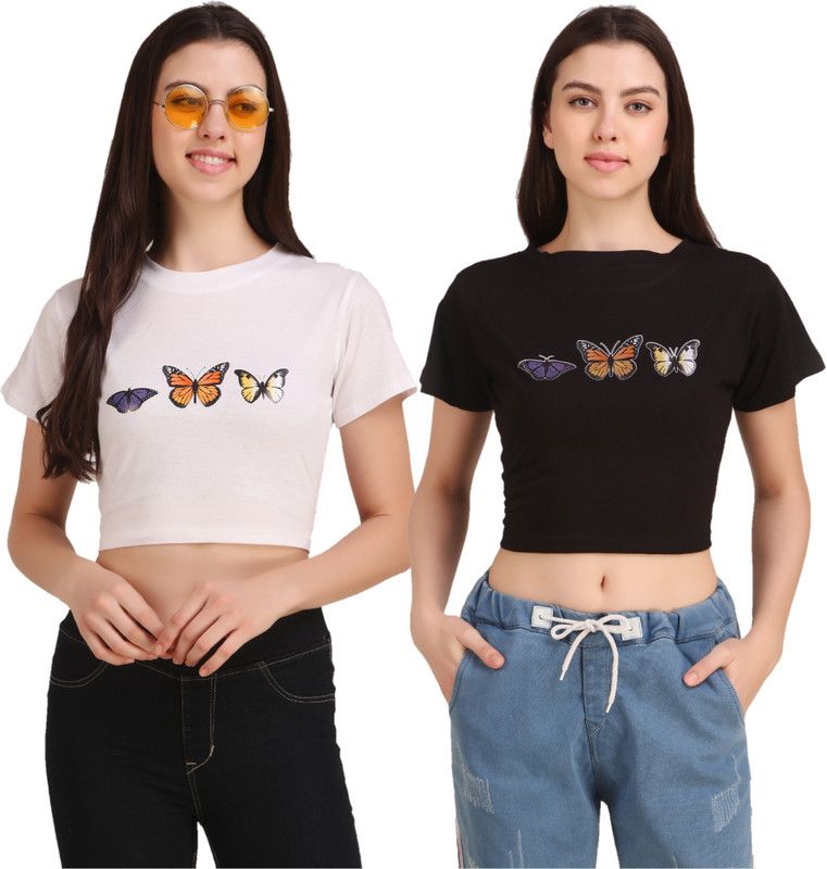 Casual Women White, Black Top