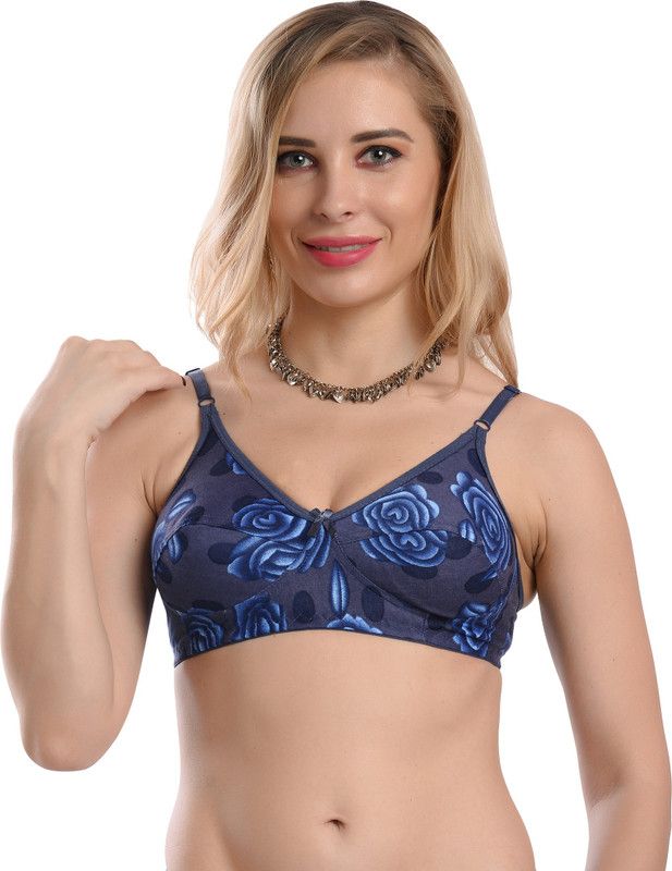 StyFun Women's Bra, Non-Padded, T-Shirt Bra, Cotton Bra, Cup-B, Blue, 34 Women T-Shirt Non Padded Bra  (Blue)