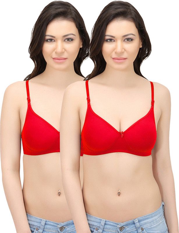 Pack of 2 Women Push-up Heavily Padded Bra  (Red)