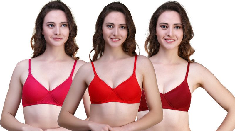 Pack of 3 Women Push-up Heavily Padded Bra  (Maroon, Red, Pink)