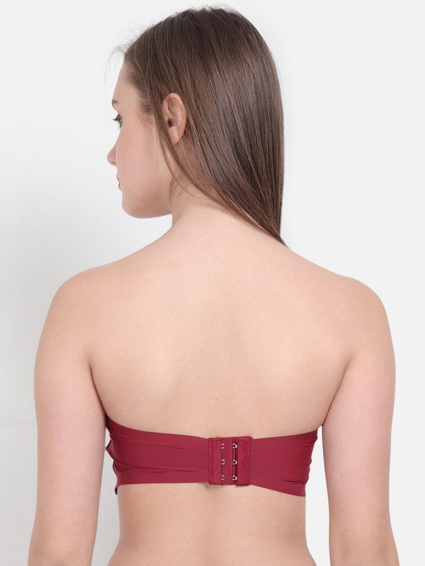 Women Bandeau/Tube Heavily Padded Bra  (Maroon)