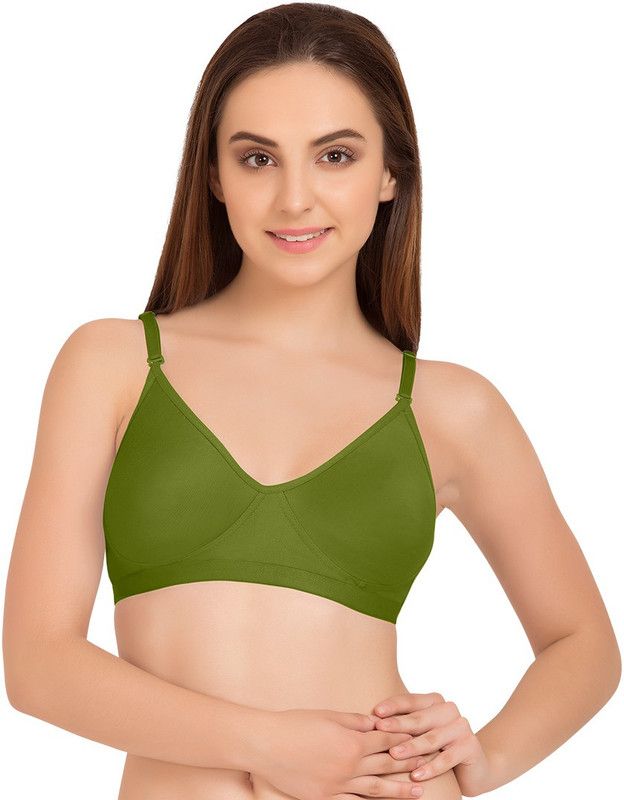 Women T-Shirt Non Padded Bra  (Dark Green)