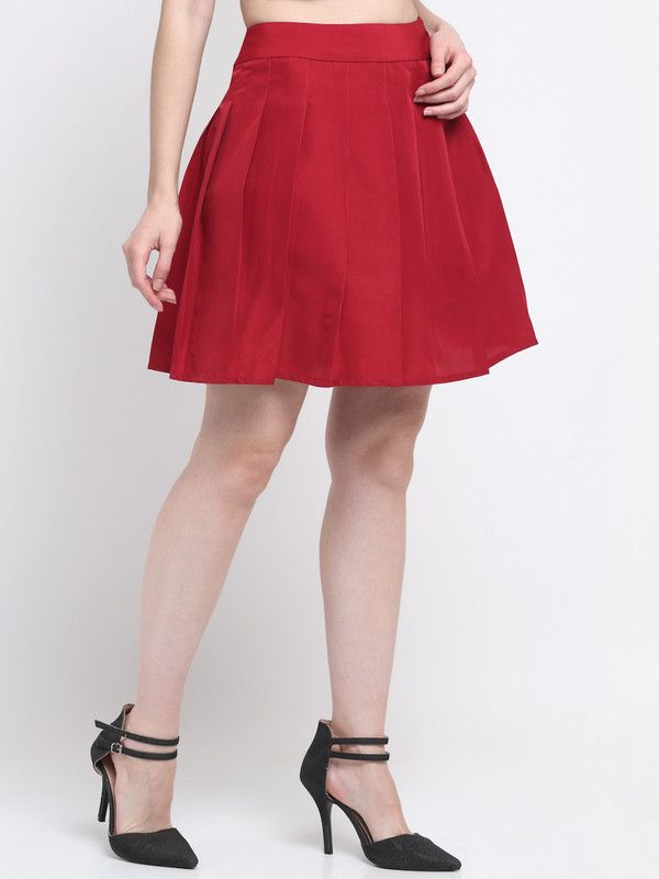 Women Solid A-line Maroon Skirt