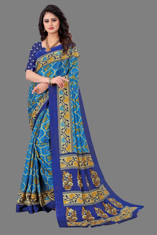 Floral Print, Paisley Fashion Silk Blend Saree  (Blue)