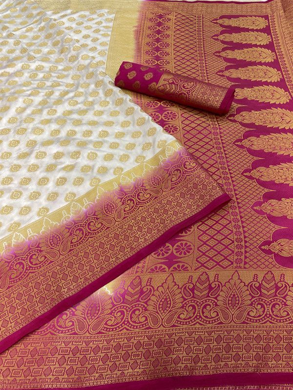 Kanjivaram Pure Silk Saree  (Cream)