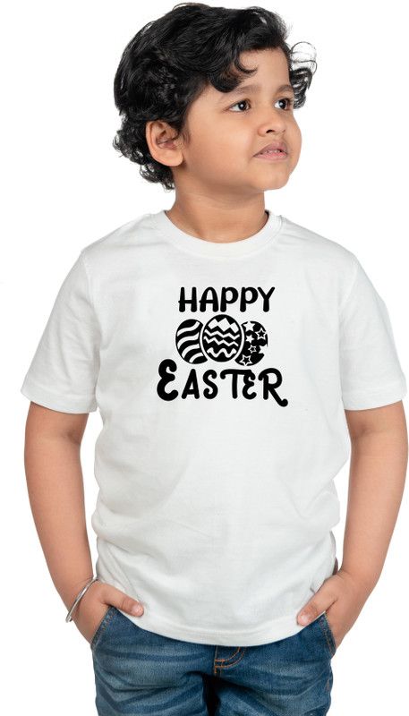 Boys & Girls Printed Cotton Jersey T Shirt  (White, Pack of 1)