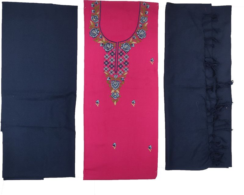 Unstitched Wool Salwar Suit Material Solid, Embroidered