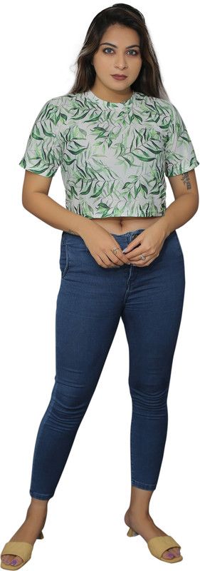 Casual Regular Sleeves Graphic Print Women White, Grey, Light Green Top