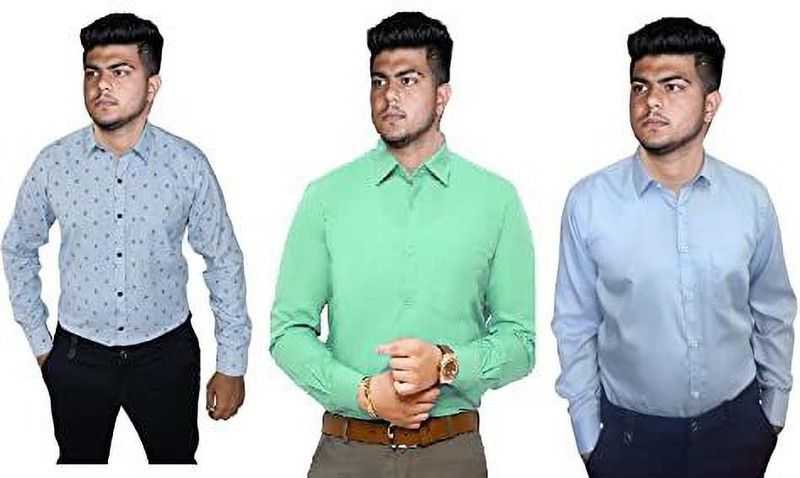 Men Regular Fit Solid Casual Shirt  (Pack of 3)