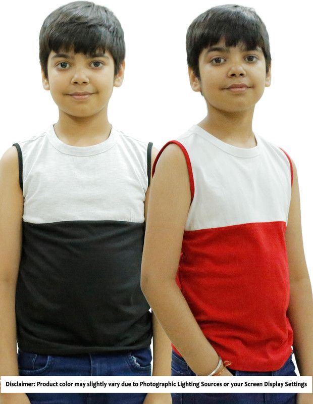 Boys Colorblock Pure Cotton T Shirt  (Grey, Pack of 2)
