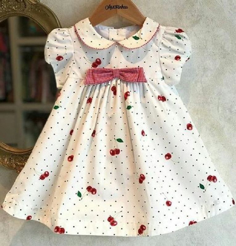 Baby Girls Midi/Knee Length Party Dress  (White, Short Sleeve)