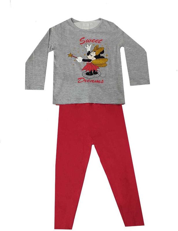 Girls Casual Top Legging  (Red)