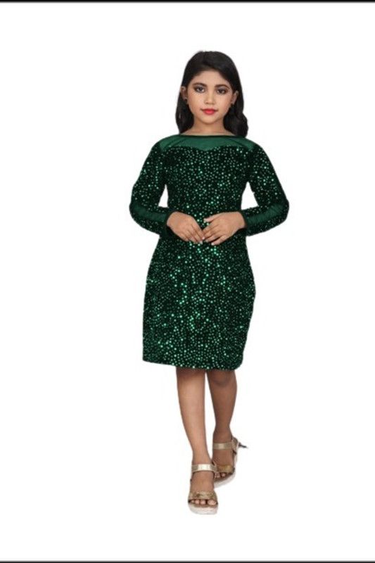 Girls Midi/Knee Length Party Dress  (Black, Full Sleeve)