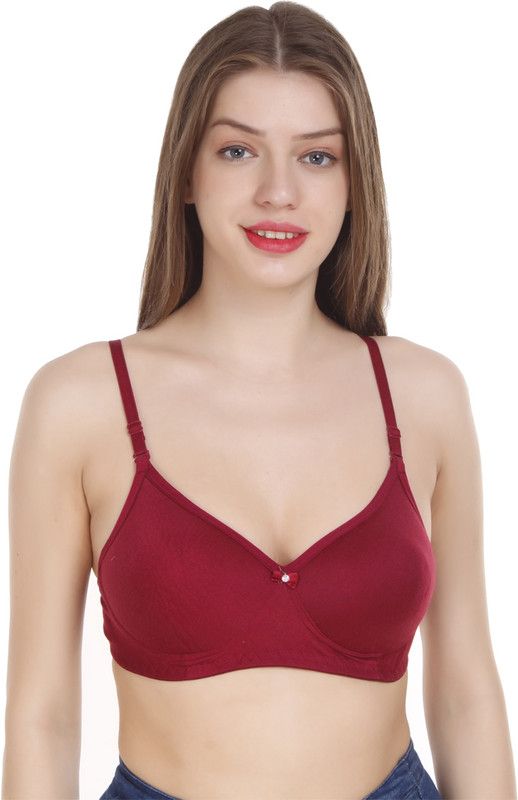 Women T-Shirt Lightly Padded Bra  (Red)