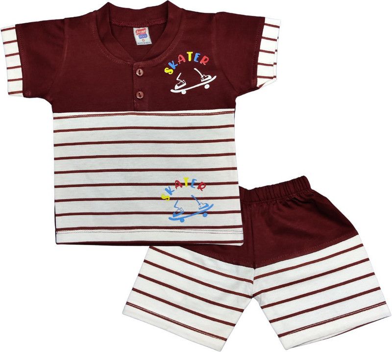 Baby Boys Casual T-shirt Shorts  (Green)