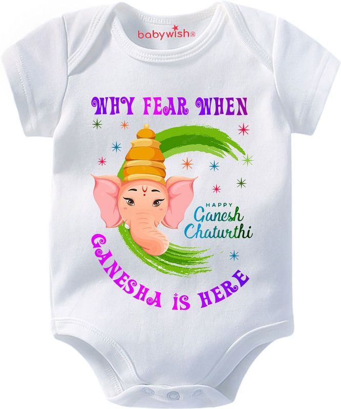 Romper For Baby Boys & Baby Girls Casual Printed Cotton Lycra Blend  (White, Pack of 1)