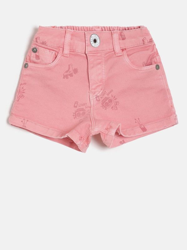 Short For Girls Casual Printed Pure Cotton  (Pink, Pack of 1)