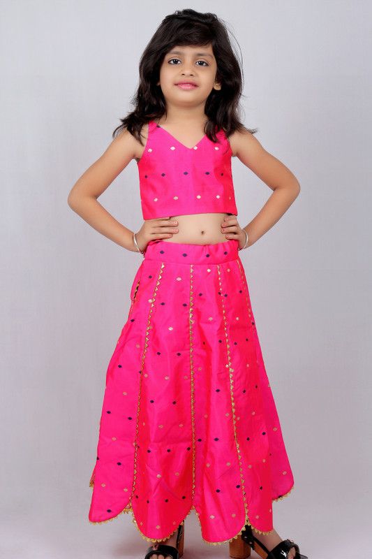 Girls Lehenga Choli Ethnic Wear Embellished Lehenga Choli  (Pink, Pack of 1)