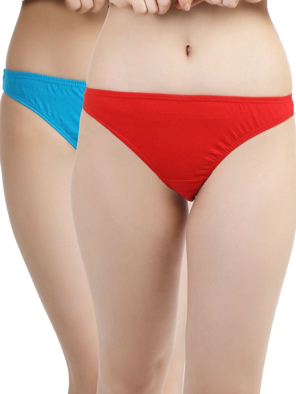 Pack of 2 Women Thong Red, Blue Panty