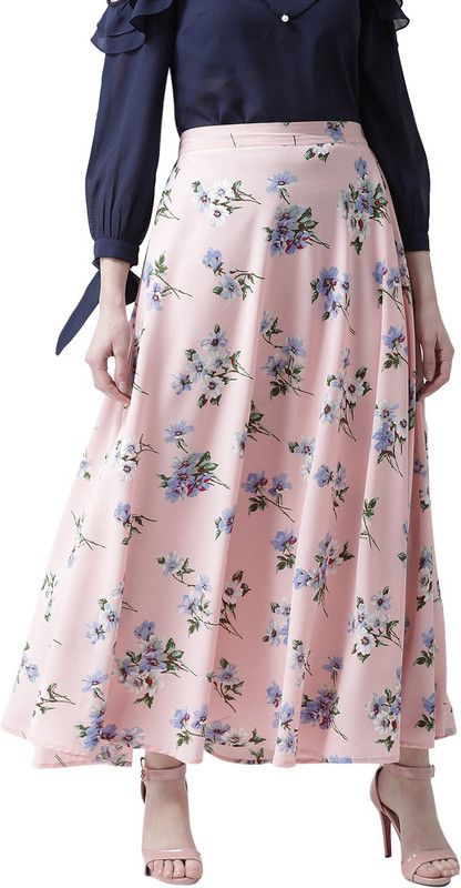 Women Printed A-line Pink Skirt