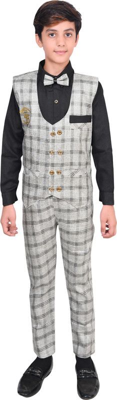 Boys Party(Festive) Waistcoat Shorts  (Grey)