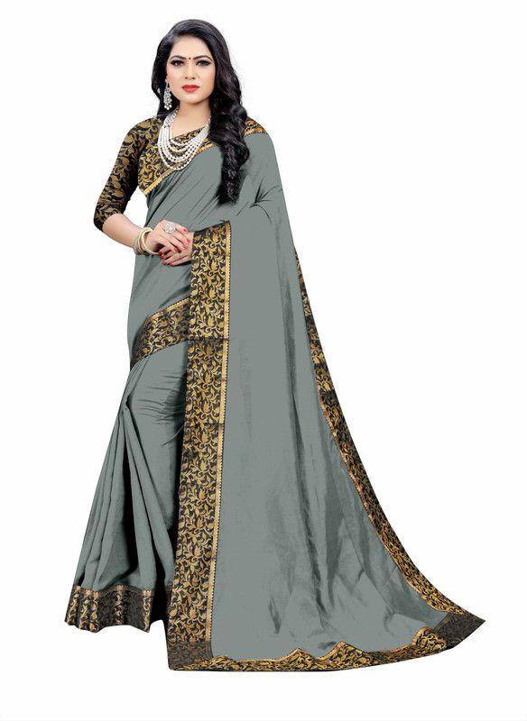 Fashion Art Silk, Pure Silk Saree  (Grey)