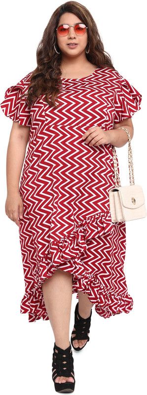 Women Ruffled Red Dress