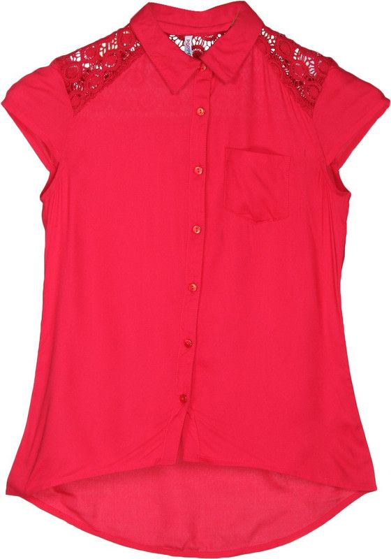Girls Cotton Rayon Blend Blouson Top  (Pink, Pack of 1)