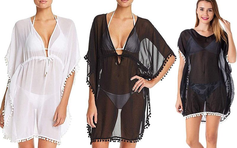 Pack of 3 Women Robe and Lingerie Set  (Black, White)