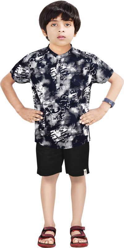 Boys Casual Shirt Shorts  (Dark Blue)