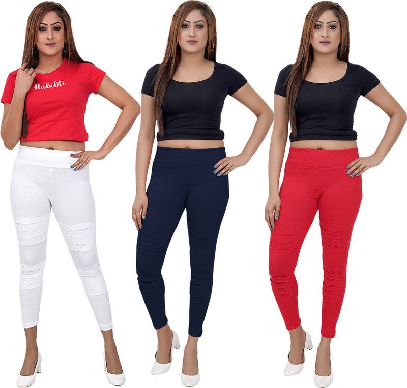 Phase of Trend Ankle Length Western Wear Legging  (White, Dark Blue, Red, Solid)