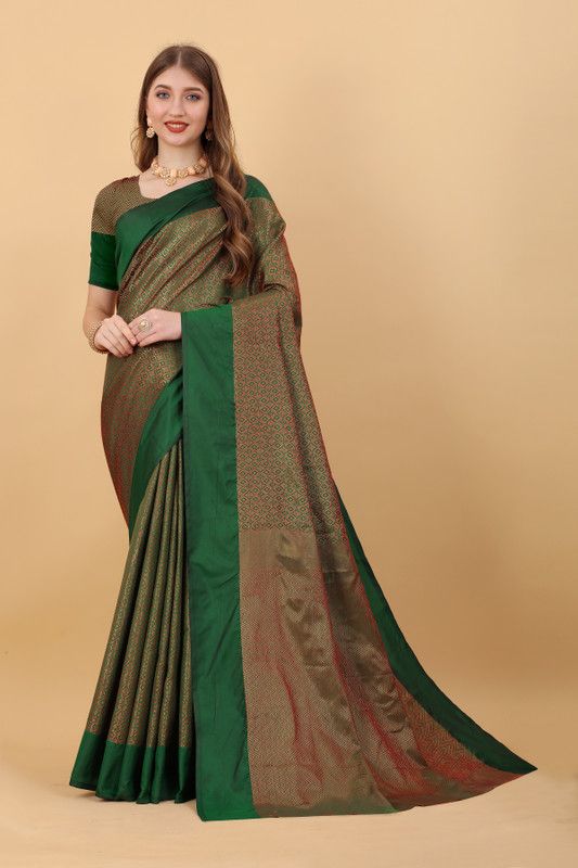 Self Design Arani Pattu Pure Silk, Art Silk Saree  (Green)