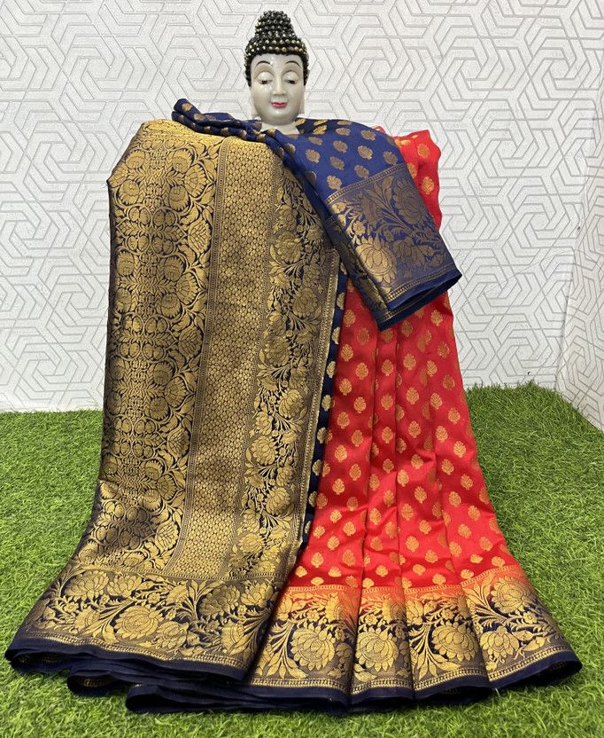 Checkered Bollywood Cotton Linen, Cotton Silk Saree  (Multicolor)