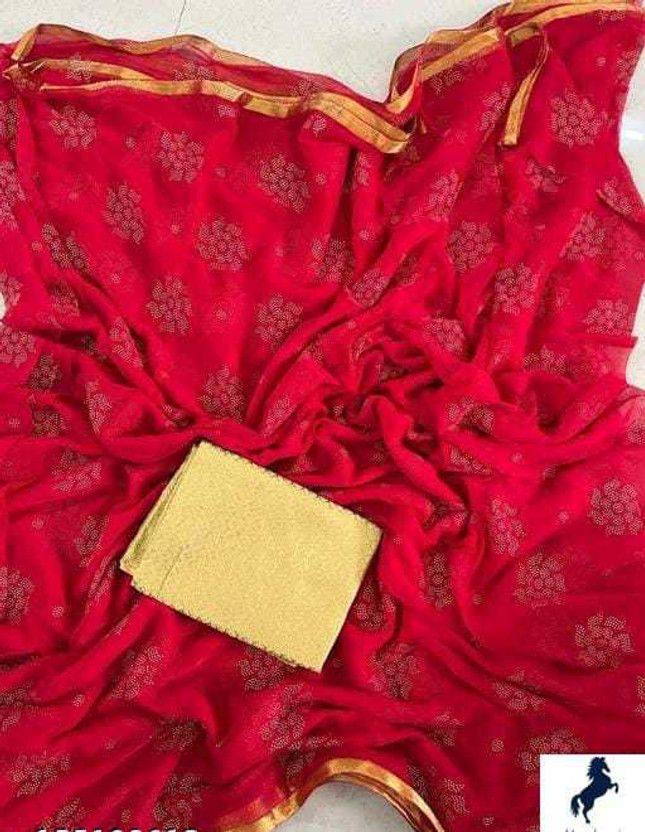 Self Design Banarasi Chiffon Saree  (Red)