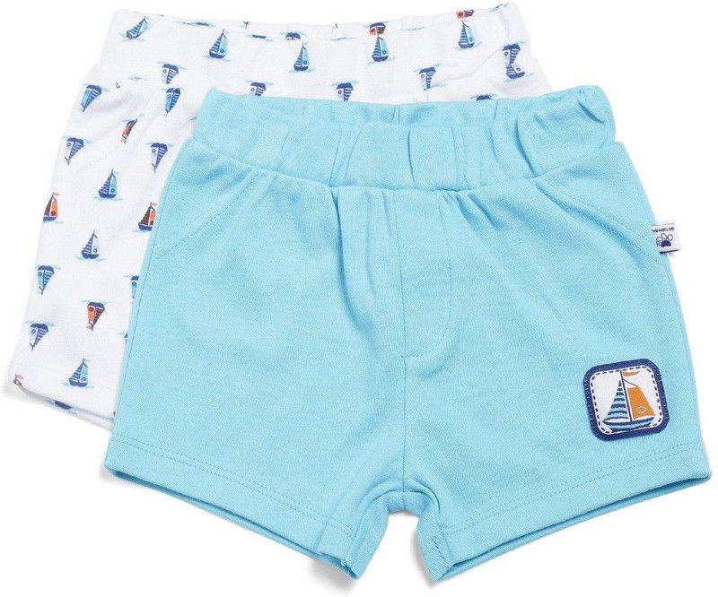 Short For Boys Casual Printed Cotton Blend  (Green, Pack of 2)