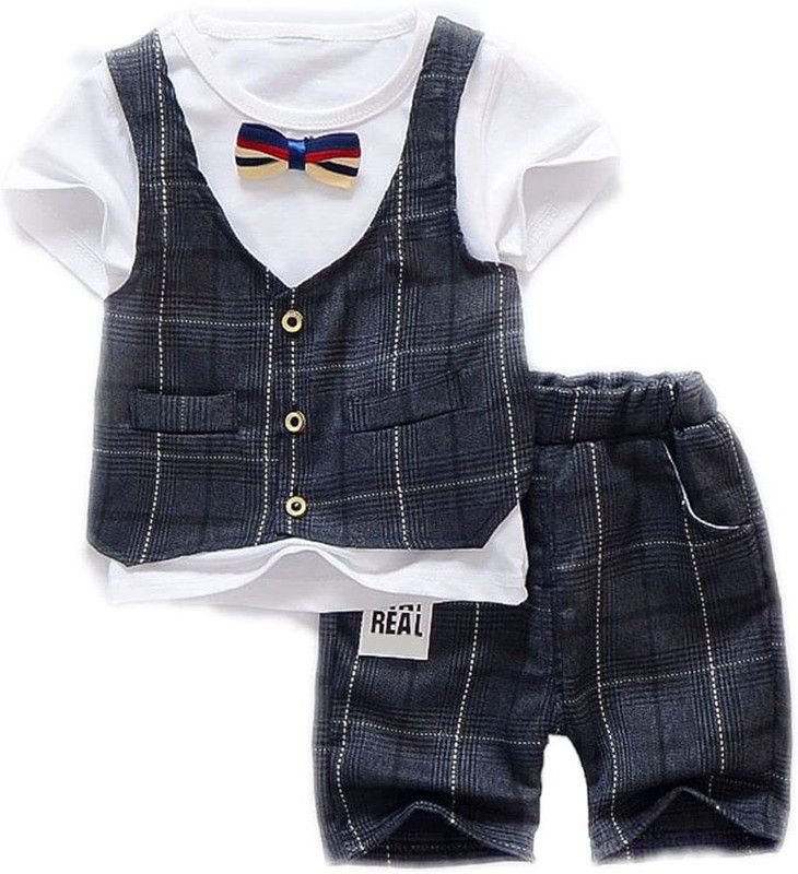Baby Boys Party(Festive) Waistcoat Shorts  (Multicolor)