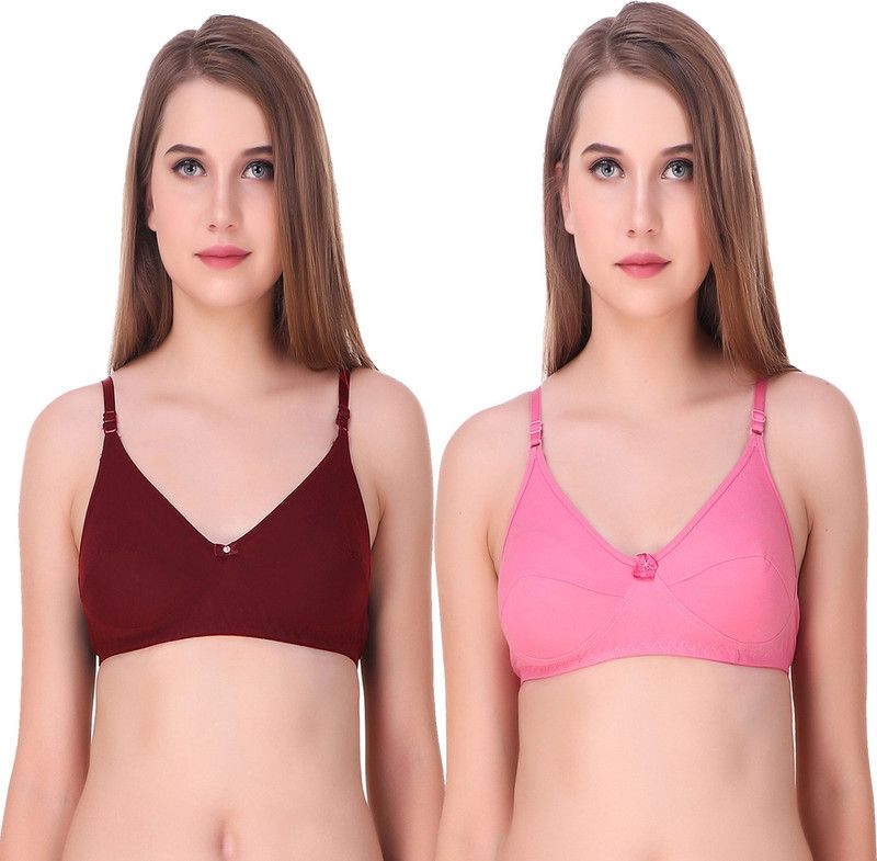 Women Non Padded Bra  (Maroon, Pink)